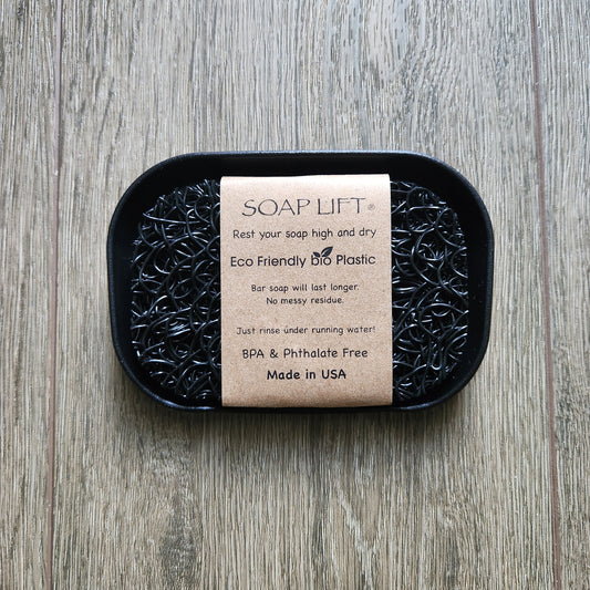 Black eco friendly plastic soap lift and waterfall dish