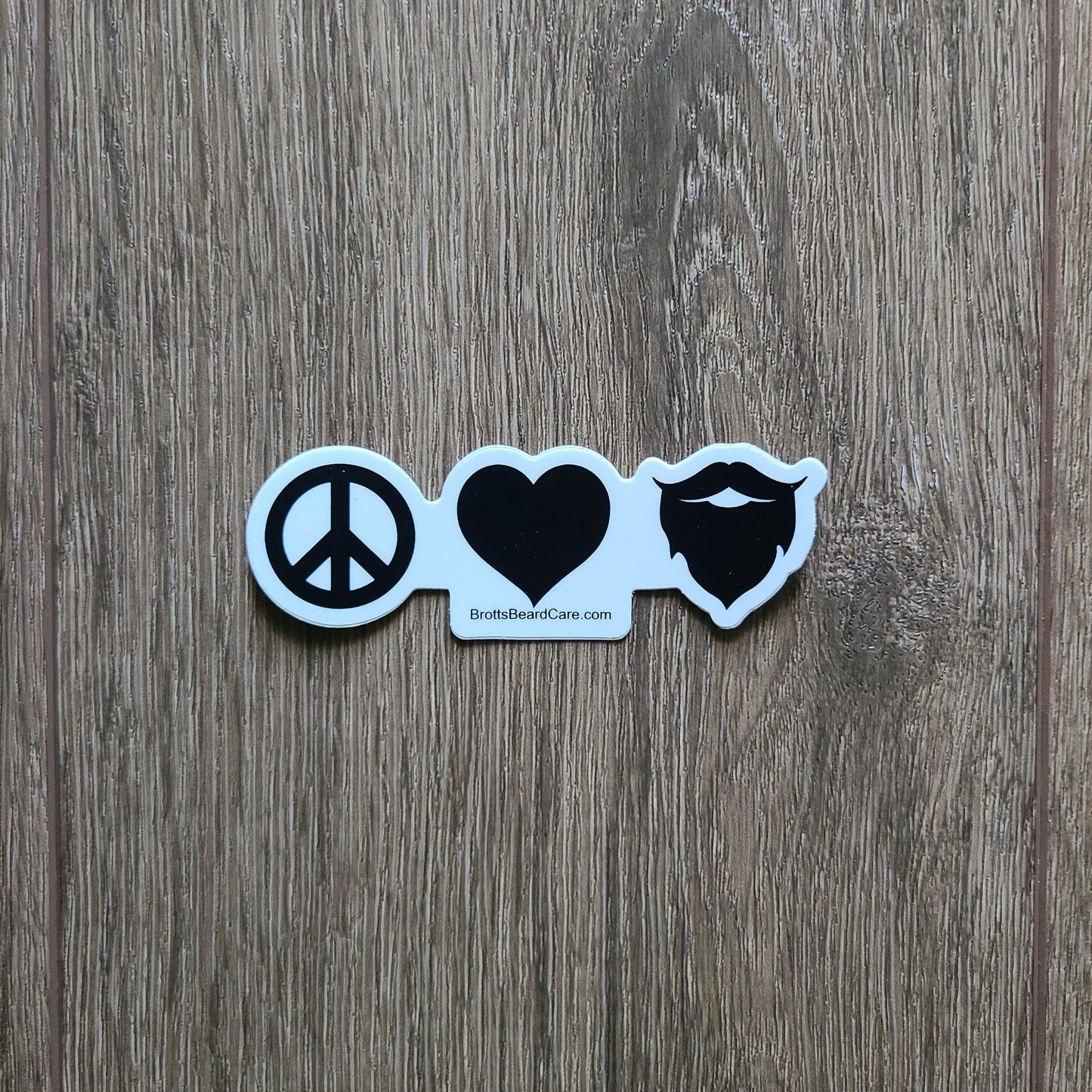 Black and white peace love beard sticker 4 inches