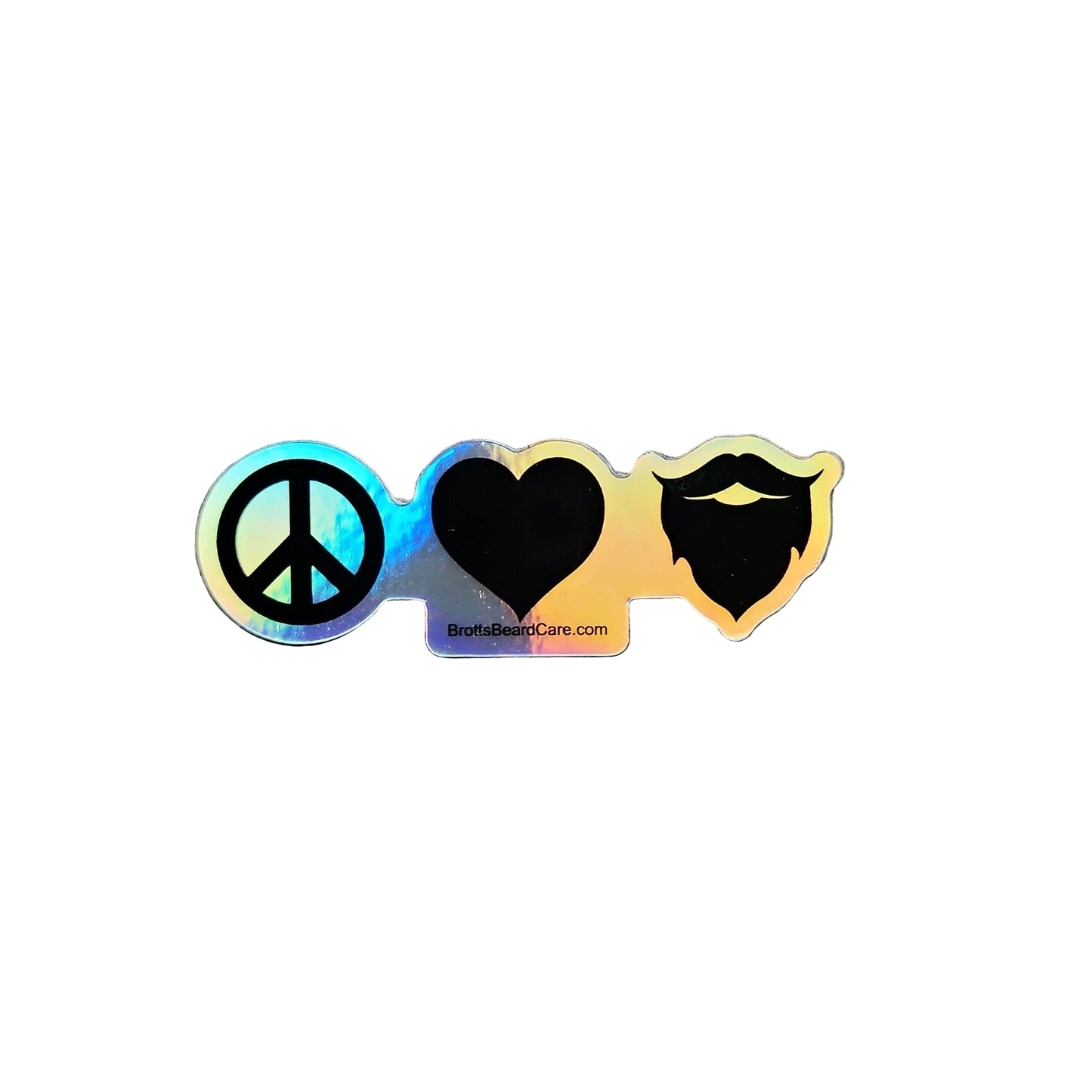 Holographic peace love beard sticker 3 inches