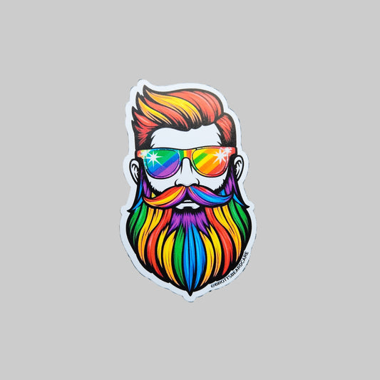 Vinyl Sticker Rainbow Beard Man